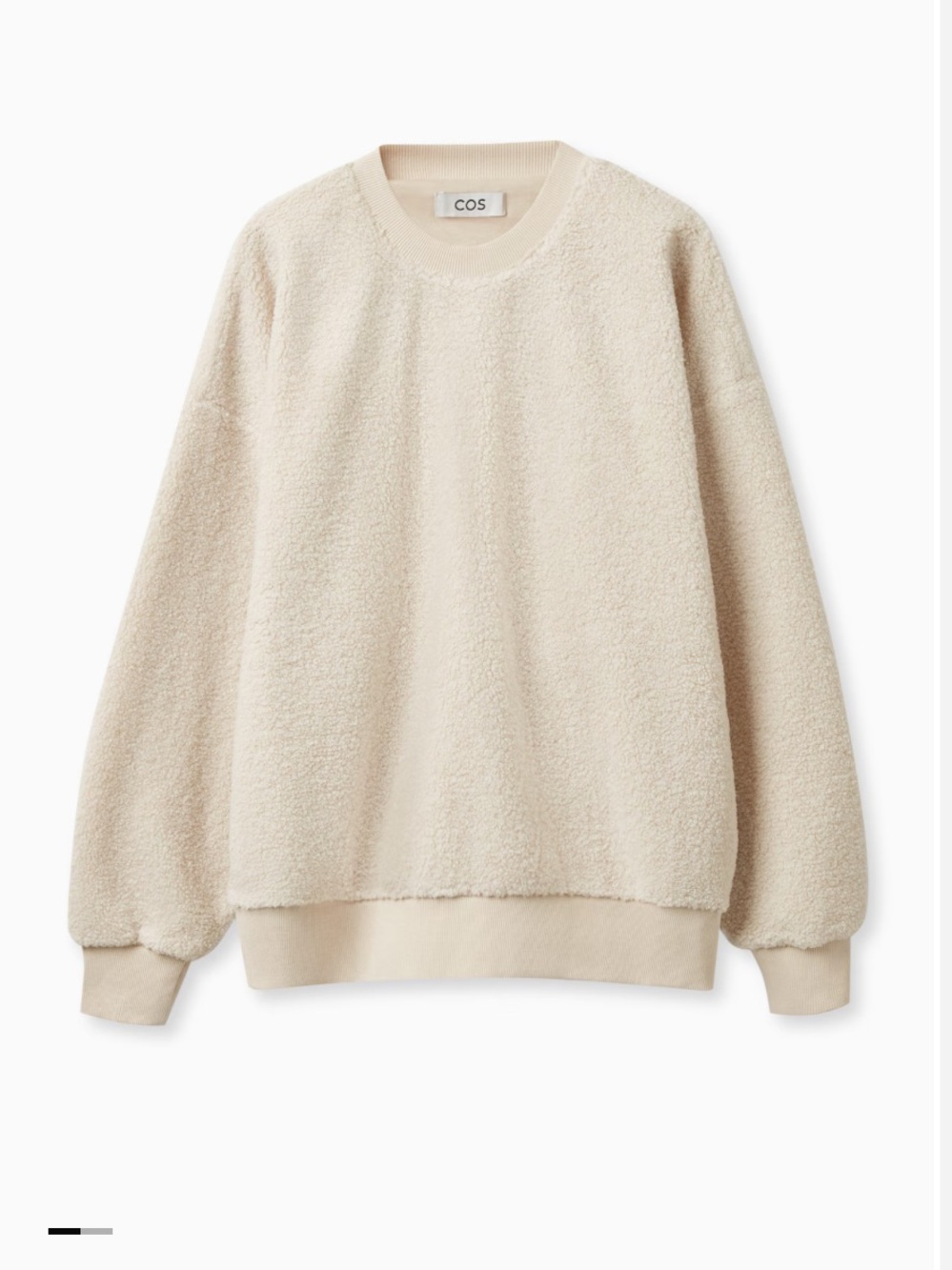 COS Cream Teddy Crewneck Sweatshirt Size XL New with tags